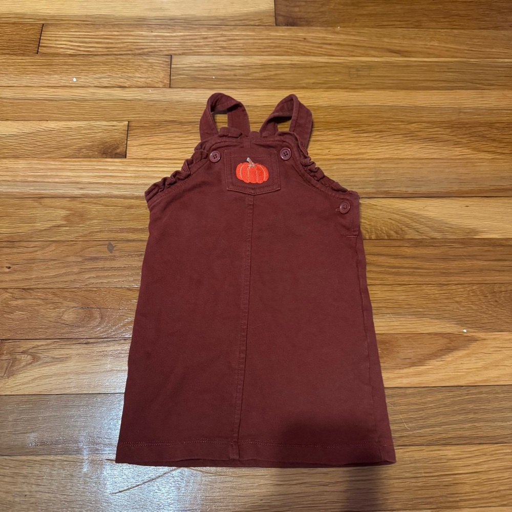 baby place burnt orange pumpkin overall dress